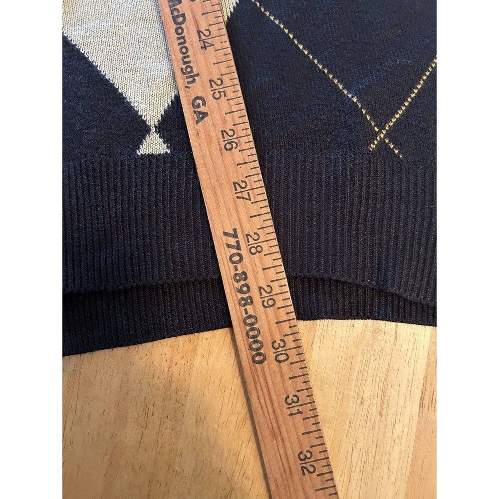 Trust 2XL Black Argyle Sweater Vest V Neck Preppy Golf Grandpa Core Knit Top - Picture 11 of 13
